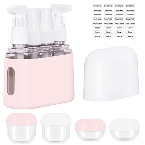 Travel Bottles, TSA Approved Leak Proof Containers Set For Toiletries, Perfect for Business or Personal Travel with Tag(pink)