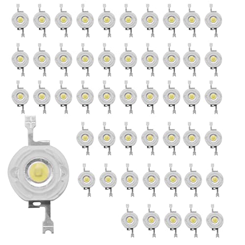 Kqcibz 50Pcs 1W Diode High Power Cool White Led Beads 1 Watt Lamp Chip 3V-3.4V