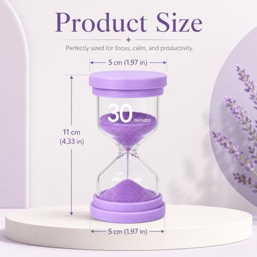 Image of Sand Timer 30 Minute, Sand Clock, Hour Glass Sand Timer Sand Clock Sandtimer Classroom Games Home Kitchen Officesand Clock Timer for Room Hourglass (Purple)