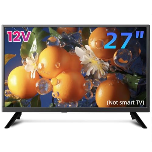 ZOSHING TV 27 inch Small full view 1080P Television with Freeview HD-Dual power DC-12v and AC in-HDMI/AV Audio USB Media Player Suitable for Bedrooms and Caravans