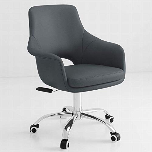 Silla ergonómica de cuero artificial gris ZZ con soporte de metal resistente de 61x58x96 cm 2
