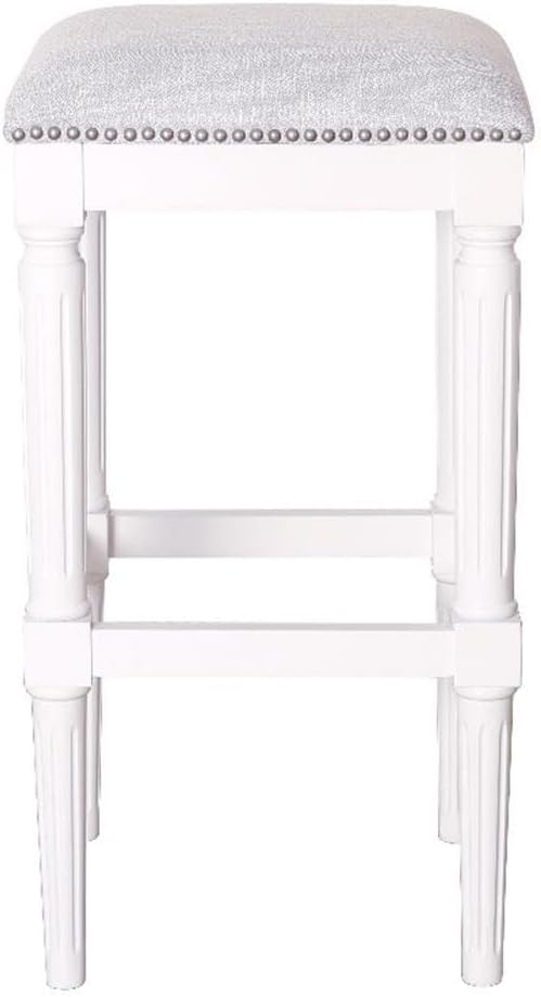 New Ridge Home Goods Manchester 31in. H Square Bar Stool- Alabaster White Farmhouse White unspecified