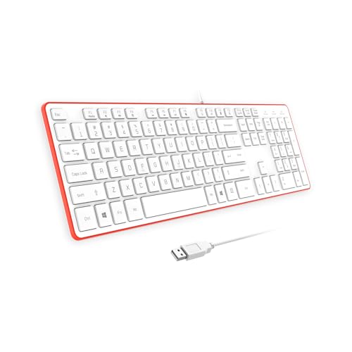 Image of USB Wired Keyboard for window,Comfortable Quiet Chocolate Keys, Durable Ultra-Slim Wired Computer Keyboard(QWERTY) for PC, Windows 11 /10 /8 /7 /XP /Vista KB1430 (Orange, Wired Keyboard For Windows)