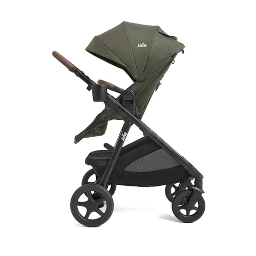 Image of Joie Ginger 4-in-1 Convertible Pramette and Stroller with A Deep Recline, Height Adjustable seat, All-Terrain Wheels, Extra Storage - for Newborns and Toddlers (Forest)