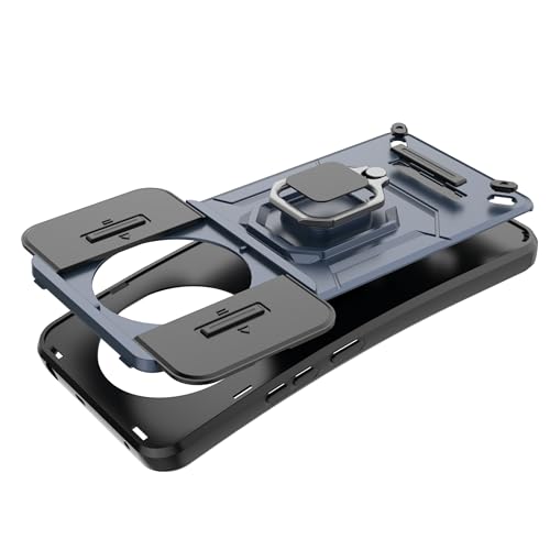 Image of Thermoplastic Polyurethane Camshield Pro Case With Slide Camera Protection And Ring Stand Bumper Back Case Cover For Realme 12 Plus 5G /Narzo 70 /Narzo 70 Pro (Blue)