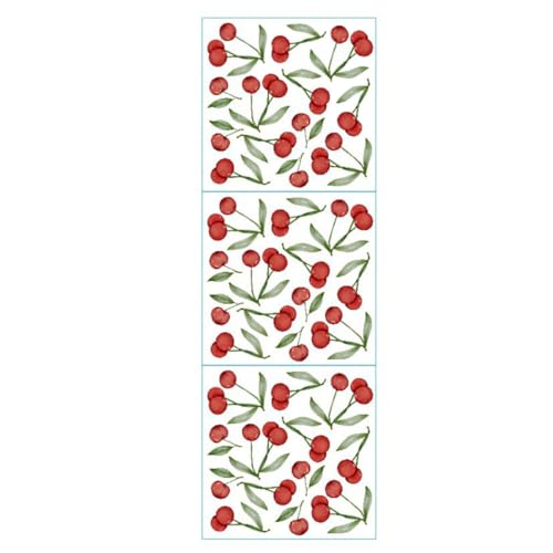RUNROTOO Pegatina de Pared Decorativa de Cereza en Pvc Autoadhesiva y Extraíble para Decoración de Dormitorio Infantil y Superficies Lisas