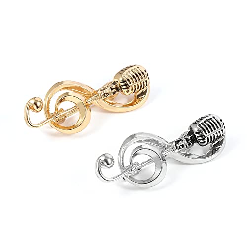 Image of Music Note Brooch for Creative Microphone Brooch Music Note Enamel Pins Alloy Bag Clothes Lapel Pin Jewelry Decor Gift for Women Men Boy G