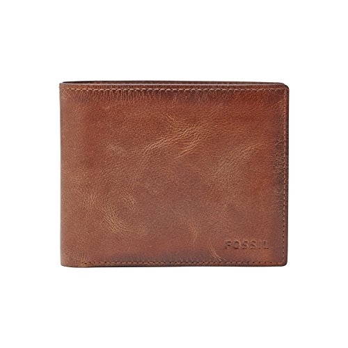 Fossil Brieftasche für Männer Derrick, Leder Bifold braun 11,4 cm L x 2,5...