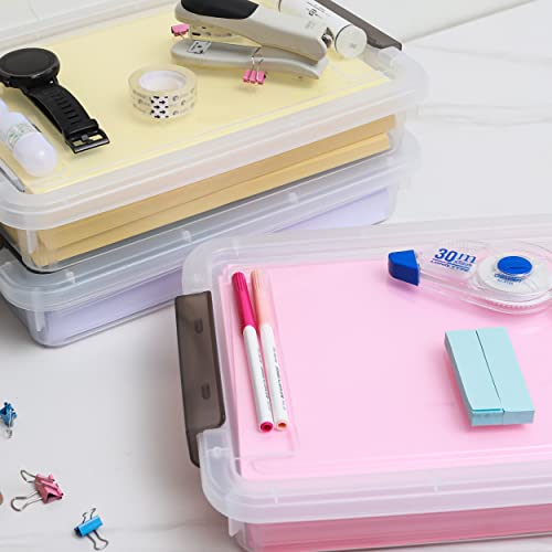 Citylife 3 Pcs Plastic Storage Bins With Latching Lids Portable Project Case Clear File Box Stackable Storage Containers For Organizing A4 Paper, Photo, Document, Scrapbook #TOP2