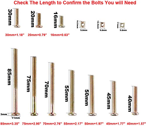 Baby Crib Screws And Bolts Replacement Parts Kit - M6 Baby Bed Crib Bolts And Barrel Nuts Set For Crib Furniture Bed Cot Bunk 16Mm 20Mm 30Mm 40Mm 45Mm 50Mm 55Mm 70Mm 75Mm 85Mm Crib Screws Bolts #TOP2