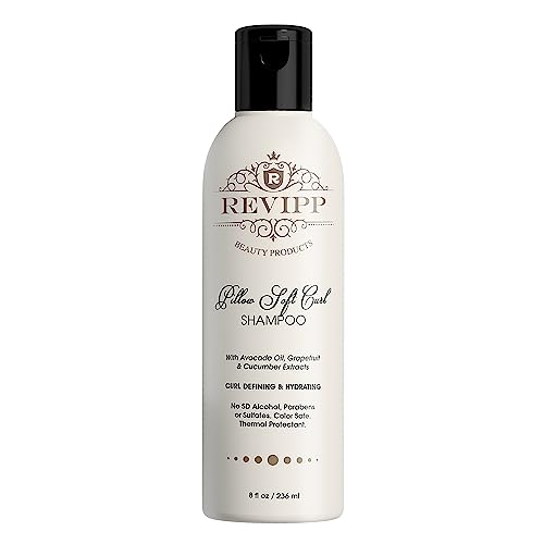 REVIPP Pillow Soft Curl Clarifying Shampoo Curly Hair Products – 8fl oz Deeply Hydrating Shampoo with Avocado Oil, Grapefruit, Cucumber Extract – Curl Enhancing Shampoo for All Hair Types
