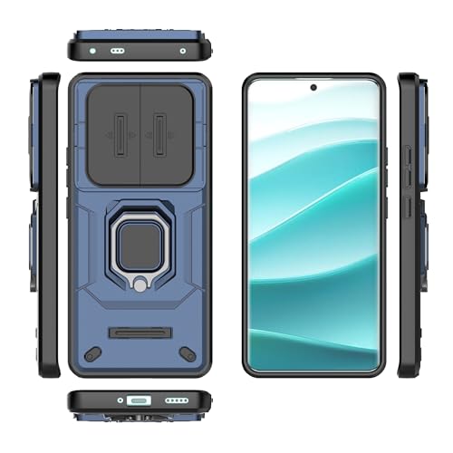 Image of CamShield Pro Case with Slide Camera Protection and Ring Stand Bumper Back Case Cover for Mi Redmi Note 14 Pro Plus 5G (Blue)