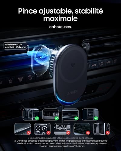 Chargeur sans fil Qi2 Anker Prime pour port allume cigare MagGo AirCool Pad - vue 6