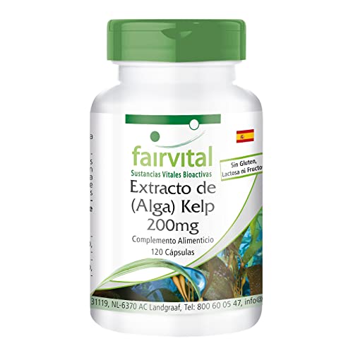 Fairvital | Kelp 200mg - Extracto VEGANO de Alga Kelp - 300µg de yodo natural - Fucus vesiculosus - 120 Cápsulas - Calidad Alemana