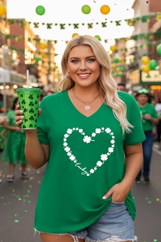 Image of ForHailey Women's Plus Size Short Sleeve Tee Shirt V Neck Basic Ladies Loose Fit T Shirt 1X-5X