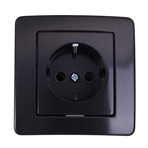 Preisvergleich Produktbild Ekonomik Schuko Steckdose Schwarz TEM Schalterprogramm UP Unterputz