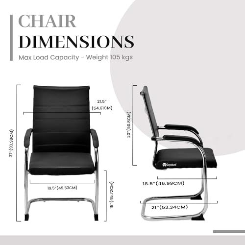 Image of GOYALSON Chair Visitor Chair Mesh Back and Chrome Base Chair Suitable for Reception Home Conference Room Study Computer Restaurant Chair Cushioned seat Heavy Duty Chair (1, z Black, Standard)