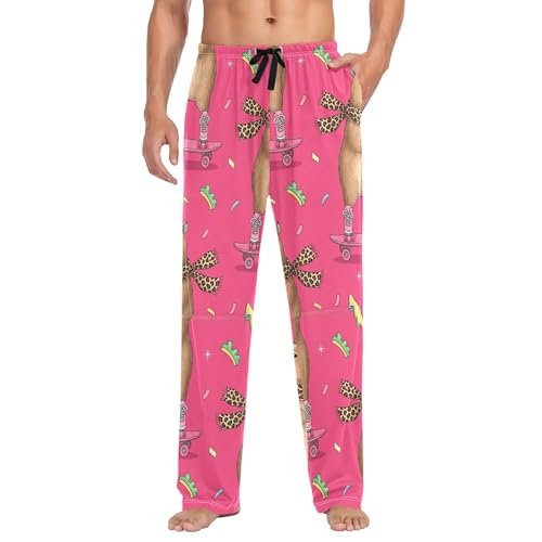 Men's Pajama Bottom Capybara Roller Skates Cotton Pajama Pants Drawstring Sleepwear Long Pants Pockets2