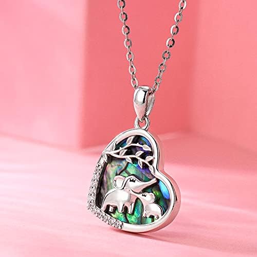 Odinstone Tree of Life Elephant/Sloth Necklace for Women Girls, 925 Sterling Silver Animal Heart Necklace Pendant, Original Design, Cubic Zirconia Jewellery Gifts for Mum Daughter Friends