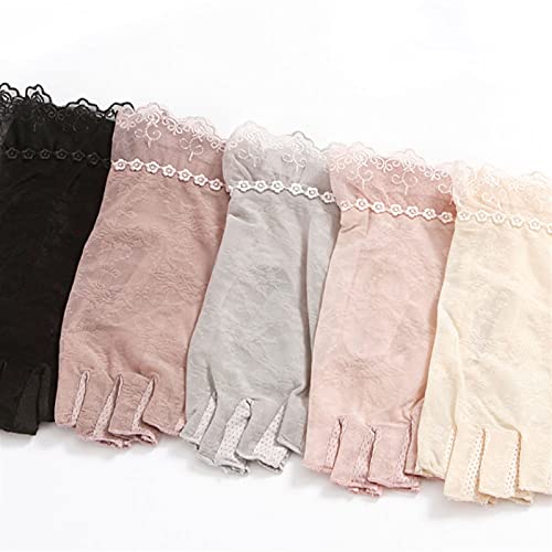 SYunxiang Luvas femininas de proteção contra raios UV sem dedos para dirigir, luvas de verão de rend