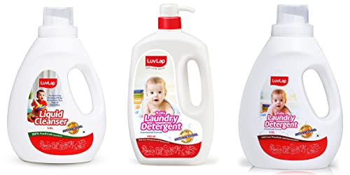 Image of LuvLap Liquid Cleanser, 1.5ltr & LuvLap Baby Laundry Liquid Detergent, Food Grade,1000ml & LuvLap Baby Laundry Liquid Detergent, Food Grade, 1.5ltr
