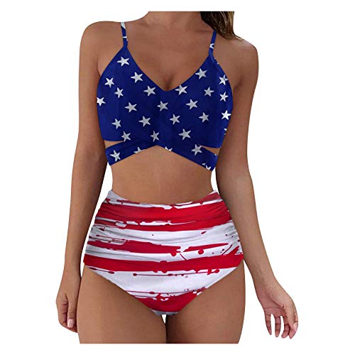 Genérico Print Swimsuit Women High Bikini Up Bathing Push Swimwear Cintura Soild Set Sexy Swimswears Tankinis Set Bañadores Cortes