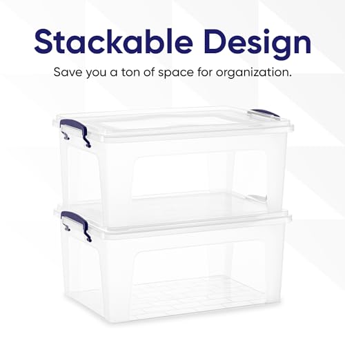 Image of Superio Storage Bins with Lids, Clear Plastic Containers for Organizing, Stackable Totes, BPA Free, Odor Free, Organizer Boxes for Home, and Dorm (2 Pack, 28.5 Qt)