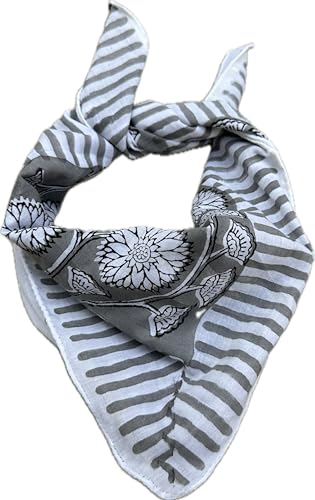 Stylish Bohemian Cotton Bandanas For Women - Handmade Hand Block Bandana for Women - Soft Cotton Kerchiefs for Men and Women - Perfect Trendy Boho Bandana, Best Gift For Men, Women Etc