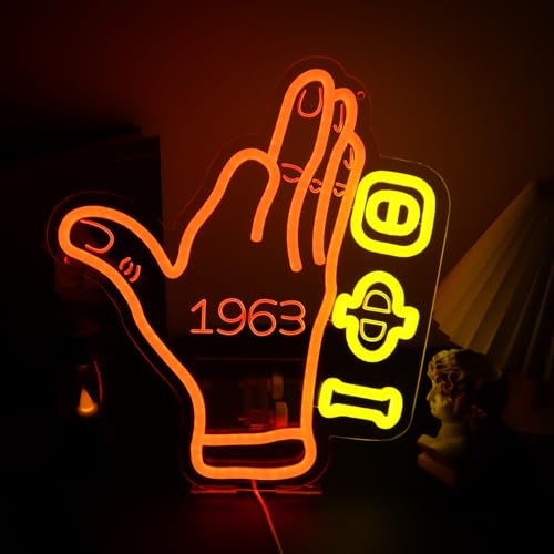 Image of Tiabuy Iota Fraternity Neon Signs 1963 for Wall Decor, Phi Theta Fraternity LED Lights Hand Signs for Brother Birthday Gifts, Party Decor,Paraphernalia Gifts