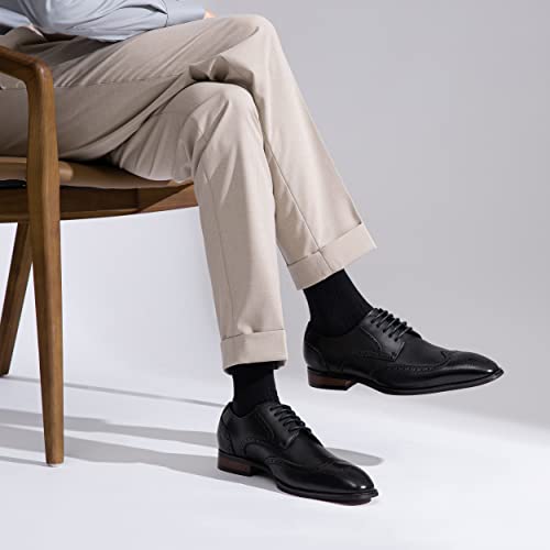 Image of Jousen Men's Dress Shoes Leather Wingtip Formal Business Oxford Shoes Brogue Retro Derby Dress Shoes for Men