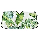 716 Universal Parasol De Coche Verano Tropical Planta Palma Hoja Monstera Parasol para Parabrisas Duradero Parasol Coche Delantero Personalizado para Regalo 70X130Cm
