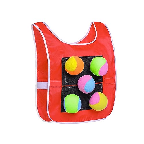 Luwecf Dodgeball Game, Outdoor Sport Game with 5 Ball, Interactive Party Game Toss Soft Toy Balls for Outdoor Activity Beach Outside, Kids Red