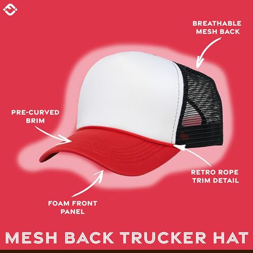 Image of Funky Junque Foam Trucker Hat, Trucker Hats for Women & Men - Blank Adjustable Snapback Mesh Back Baseball Cap