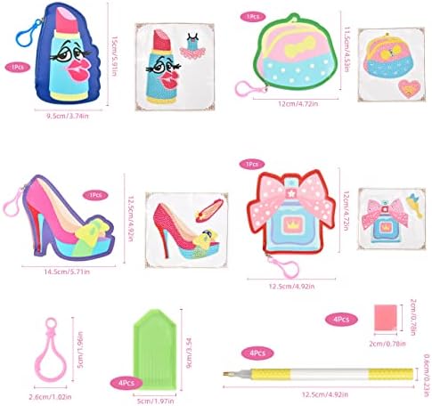 Pajaver DIY Diamond Painting for Kids Card Package, Diamond Art Coin Purse Bag for Girls, Cute PU Leather Zipper Pouch for Little Princesses's Birthday Party, 4 Style