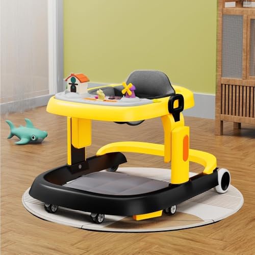 Image of StarAndDaisy Elegant Baby Walker 6 to 18 Months / Walker for Kids Girl Boy with Anti Fall Brake Pads, 3 Speed Height Adjustment, Multi-Level Seat Adjustment, Recreational Music Toy Bar, (Elegant Yellow-Black)