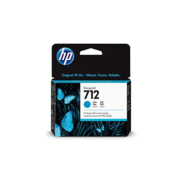 HP 712 Cyan 29 ml Original Druckerpatrone (3ED67A) mit originaler HP Tinte, für DesignJet T650, T630, T250, T230…