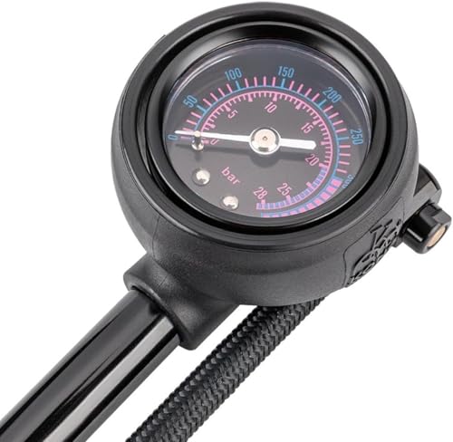 Pistro Bike Shock Pump with Pressure Gauge 400 PSI High Pressure Aluminum Alloy 360 Rotation for Mountain Bikes
