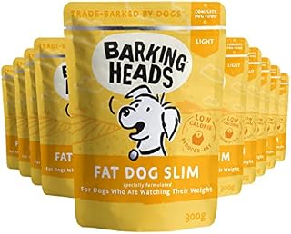 Barking Heads Low-Calorie Wet Dog Food - Fat Dog Slim (10x300g) - 85% Natural Free-Run Chicken with No Artificial Flavours - Grain-Free Recipe with Reduced Fat