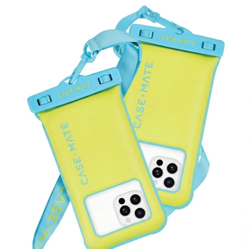 Case-Mate 2 Pack IP68 Waterproof Phone Pouch - Floating Waterproof Phone Case w/Crossbody Lanyard - Beach Cruise Ship Travel Essentials - Compatible w/All Devices, Touchscreen Friendly - Citrus Splash