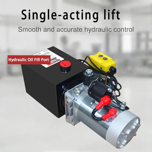 Image of Single Acting Hydraulic Pump 4 Quart Hydraulic Power Units 12V DC Hydraulic Pump SAE#6 Connector for Dump Trailer Car Lifting