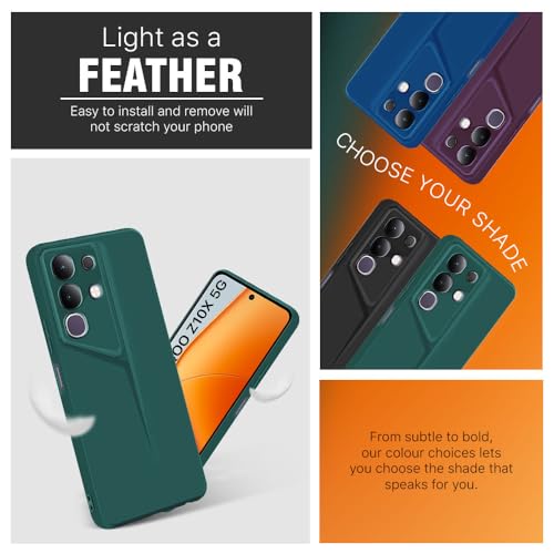 Image of WOW IMAGINE Slim Back Cover for Vivo T4x 5G | iQoo Z10x 5G | Vivo Y31 Pro 5G | Blade Series Ultra Case with Lightweight Design | Camera Protection | Soft Matte Silicone Flexible Mobile Case - Green