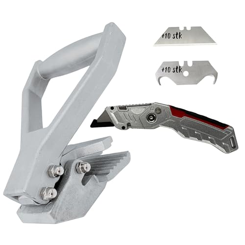 NPEX Pince de retenue de qualité supérieure - Pour enlever facilement les tapis - En aluminium - Avec couteau à tapis et 2 x 10 lames de rechange