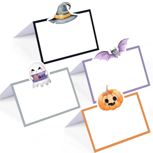 48 Pcs Halloween Buffet Food Labels, Halloween Themed Folded Place