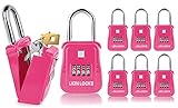 Lion Locks 1500 Key Lock Box with Code, Lockbox for Keys Outdoor, Realtor Lock Box for Short-Term Rentals, Holds 5 Keys (6 Pack, Pink)