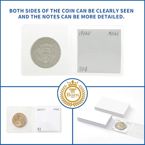 Boen 100 piezas fundas para monedas con doble bolsillo miniatura 3