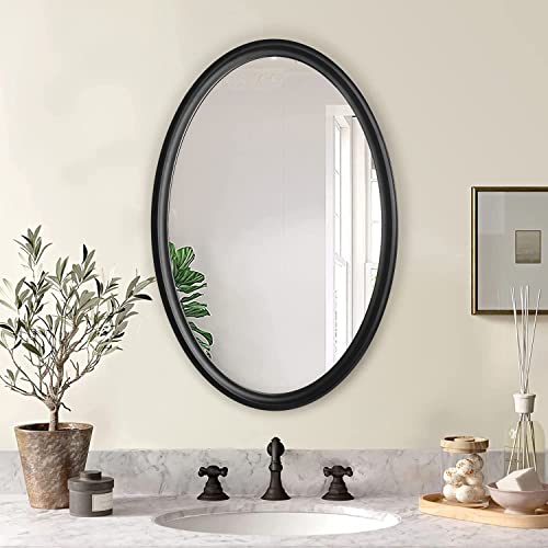 Espejo ovalado de madera maciza para dormitorio, baño, espejo decorativo para montaje en pared