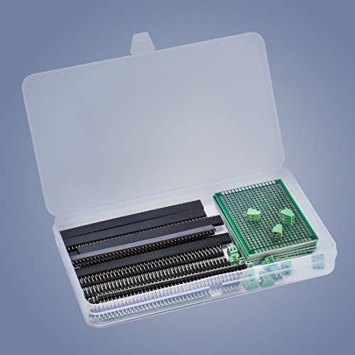 DEYUE 60 Pcs PCB Perforated Printed Circuits Boards Kit | 28 Double-Sided Prototyping PCBs Circuit Boards | 20 Female/Male Header Connector Pin | 12 PCB Terminal Blocks and A Happy DIY