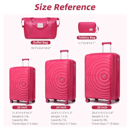Image of LARVENDER Luggage Sets 5 Piece Set Suitcase Hardshell Expandable Carry On | ABS+PC, Suitcase Set for Women, Spinner Wheels, Durability, Lightweight, Telescopic Handle, Family Travel Luggage Set