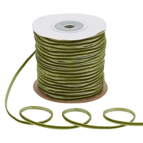 PH PandaHall Samtband 45m Olivgrün 3mm Einseitig Gurtband Weiches Satinband Für Schleifen Haarbänder Geschenkverpackungen Partydekoration