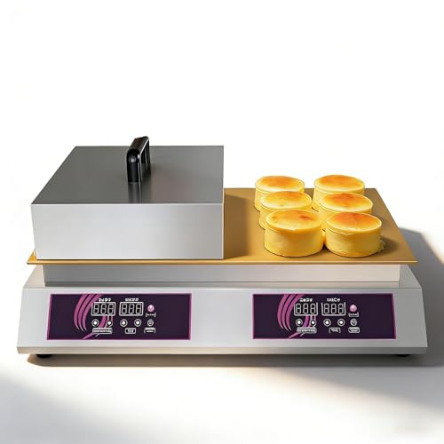 Máquina eléctrica para hacer soufflé y dorayaki de acero inoxidable con placas dobles de cobre puro, 60-240 °C, para hacer soufflés y panqueques de calidad comercial.(Double Board)